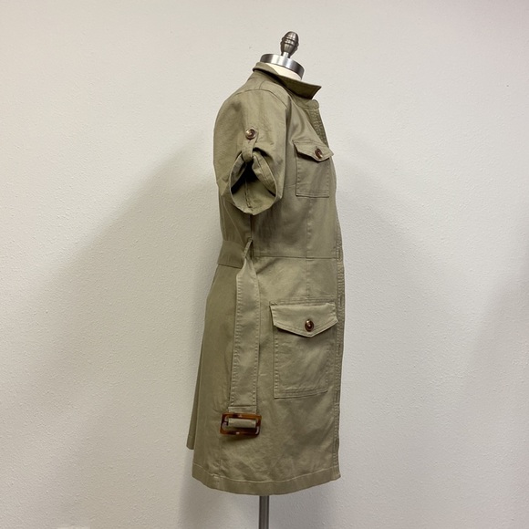 Du Jour Shirt Dress Khaki/Olive Button Down Utility hunger games Y2K Size 8P - Picture 5 of 16